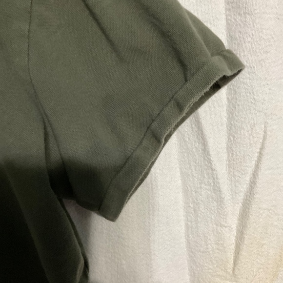 Wild fable cropped polo shirt in army green size L.  W40 - Picture 3 of 5